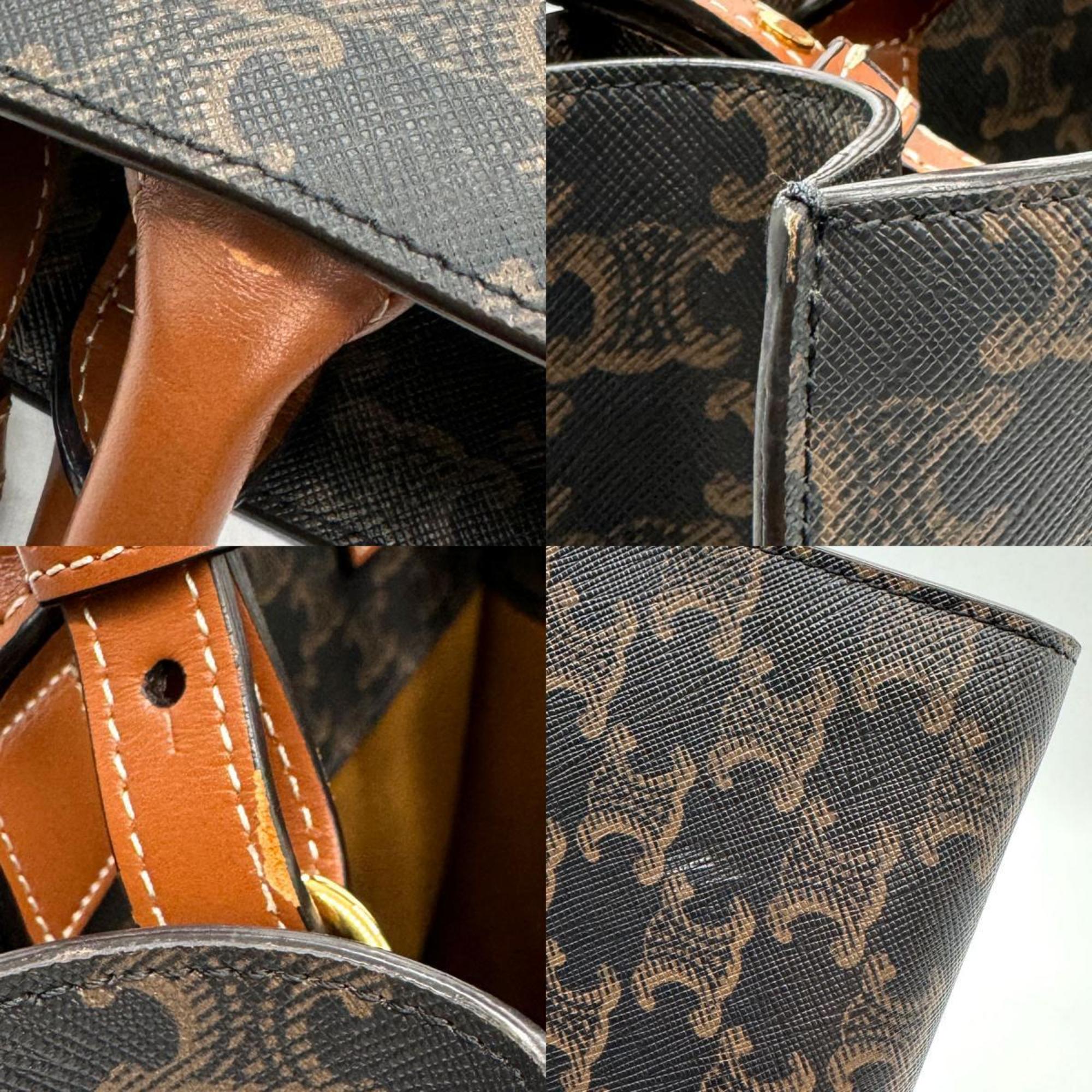 CELINE Handbag Shoulder Bag Triomphe Small Vertical Cover PVC/Leather Brown Unisex