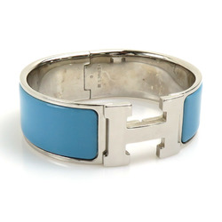 HERMES Bangle Bracelet Click Crack Metal/Enamel Silver/Light Blue Ladies