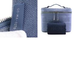 Christian Dior Handbag Vanity Bag Canvas Light Blue Women's