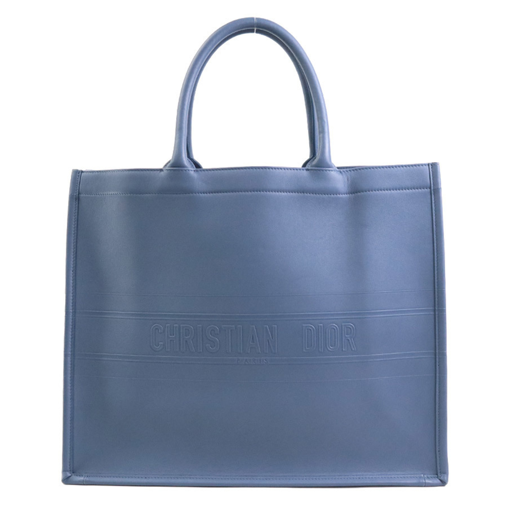 Christian Dior Handbag Tote Bag Book Large Leather Blue Unisex