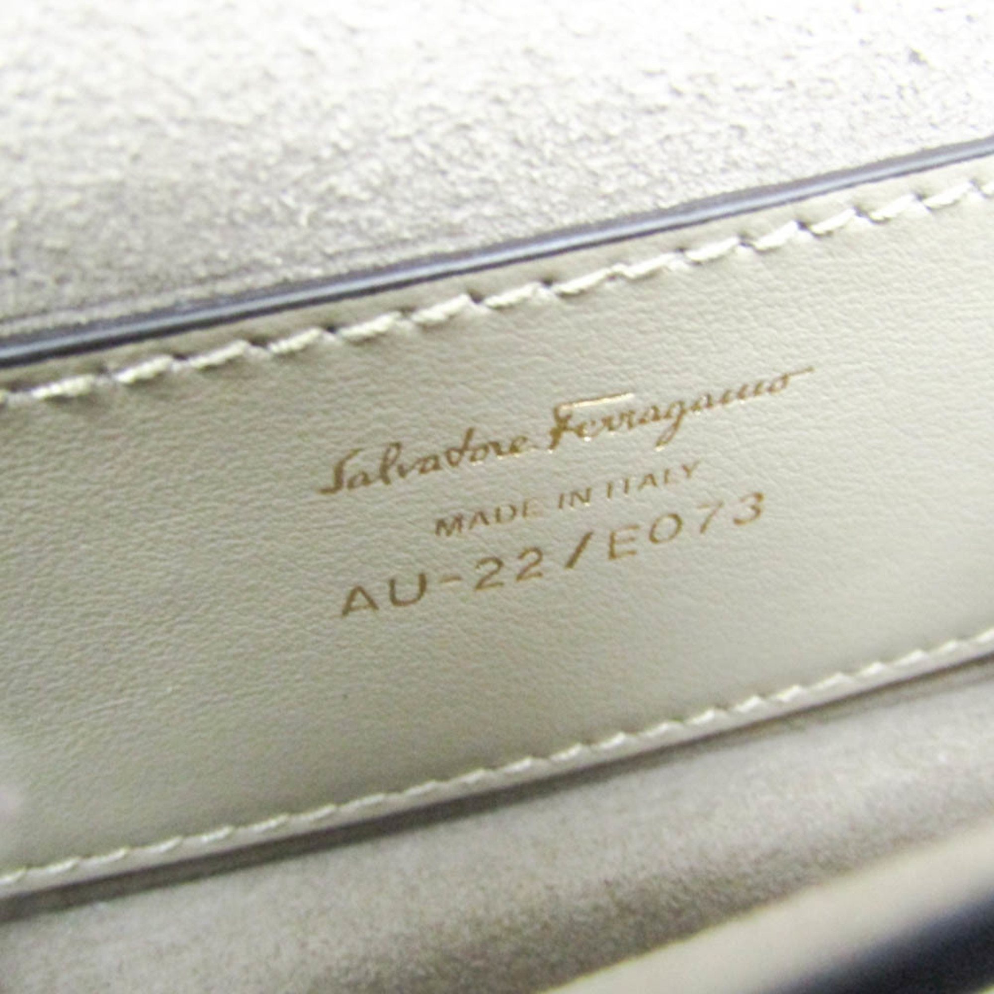 Salvatore Ferragamo Mini AU-22 E073 Women's Leather Shoulder Bag Gray Beige