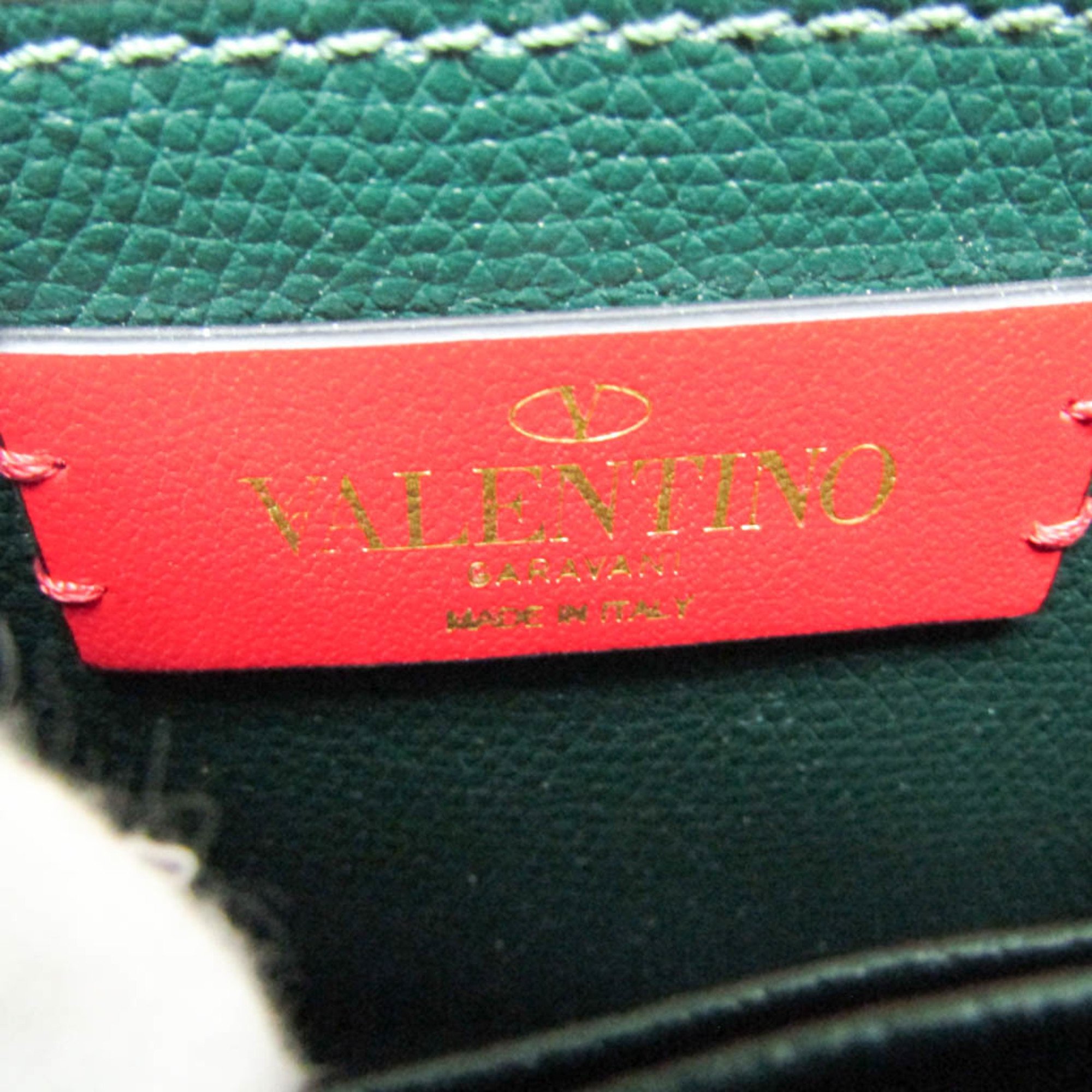 Valentino Garavani V Sling Compact UW2P0S96RQR Women's Leather Shoulder Bag Dark Green