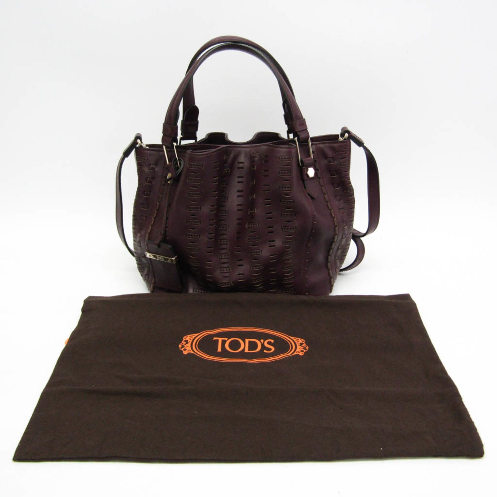 Tod's XBWAACAC101BQUR817 Women's Leather Handbag,Shoulder Bag Purple Brown