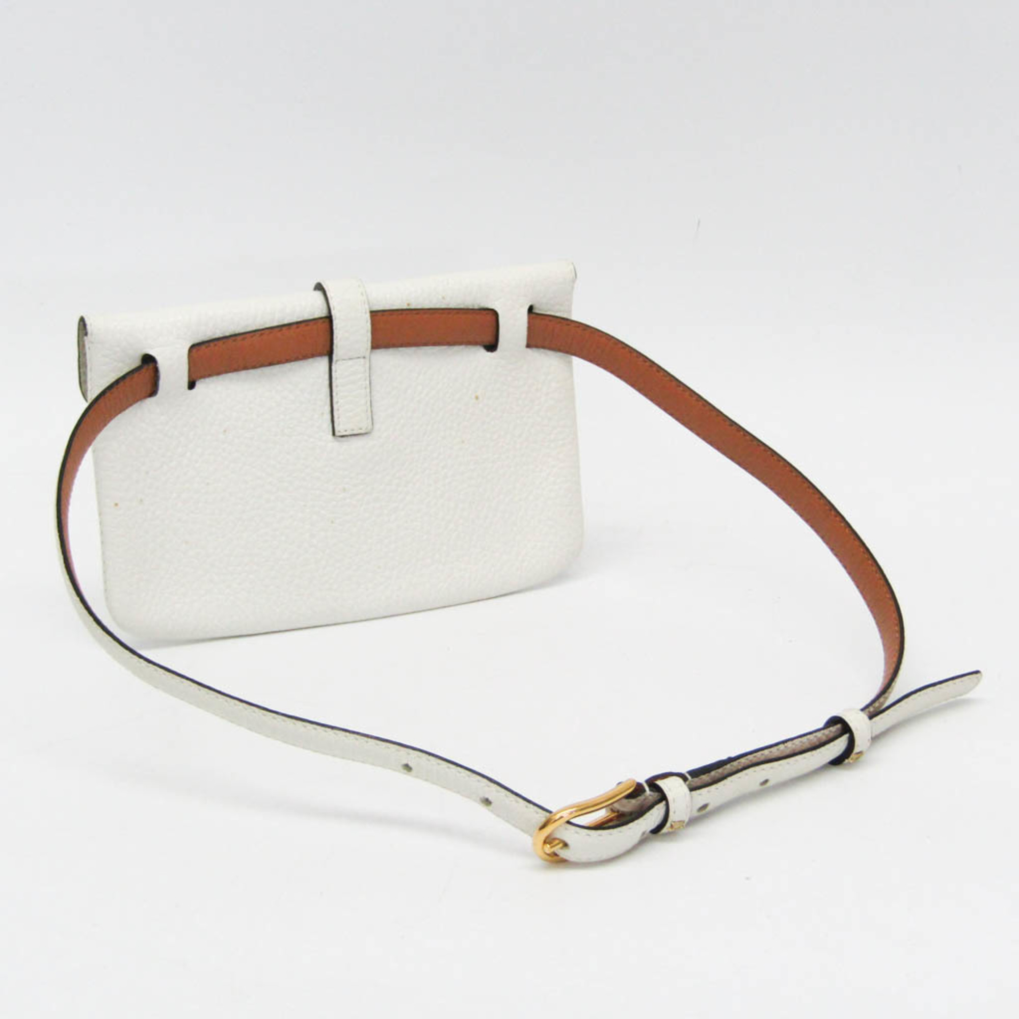 Delvaux Women's Leather Fanny Pack,Sling Bag Brown,White