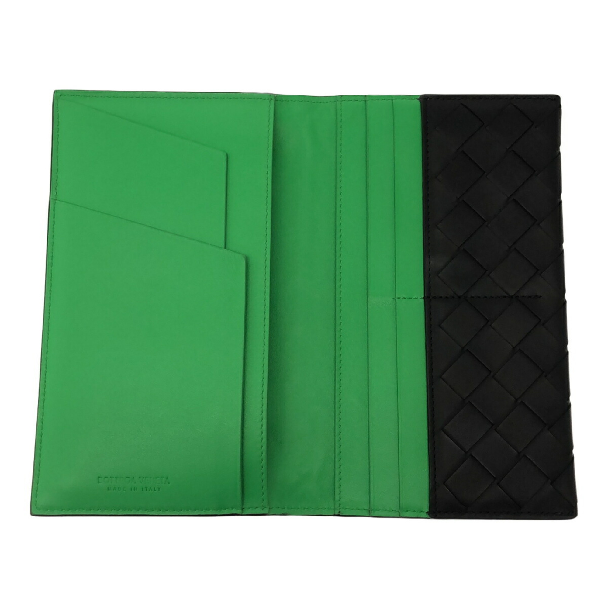 BOTTEGA VENETA Bottega Veneta Bifold Long Wallet Intrecciato Black Green Leather Men's ITTKP5IQ2C62 RM5196D