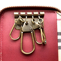 BURBERRY 4 key case ring leather round hooks for women men wine red ITKY9LR6NAQ0 RM4030D