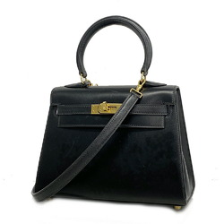 Hermes Handbag Kelly 〇X Engraved Box Calf Black Ladies