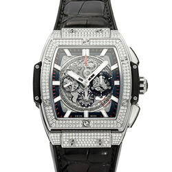 HUBLOT Spirit of Big Bang Titanium Pave Diamond 601.NX.0173.LR.1704 Gray Dial Watch Men's