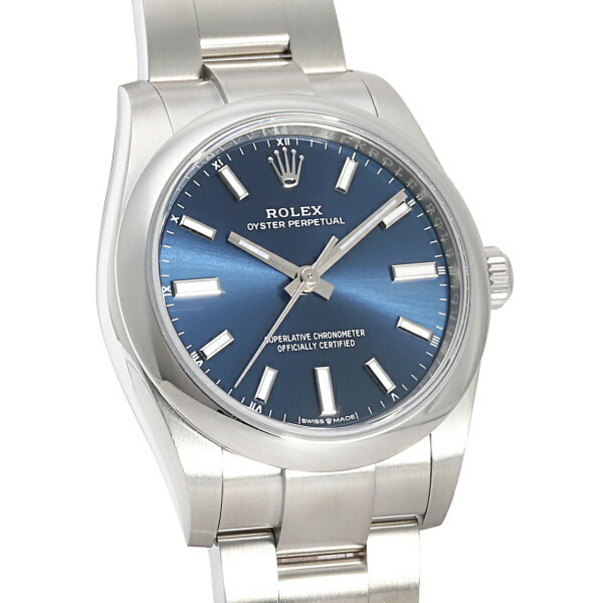 Rolex Oyster Perpetual 34 124200 Bright Blue Dial Watch