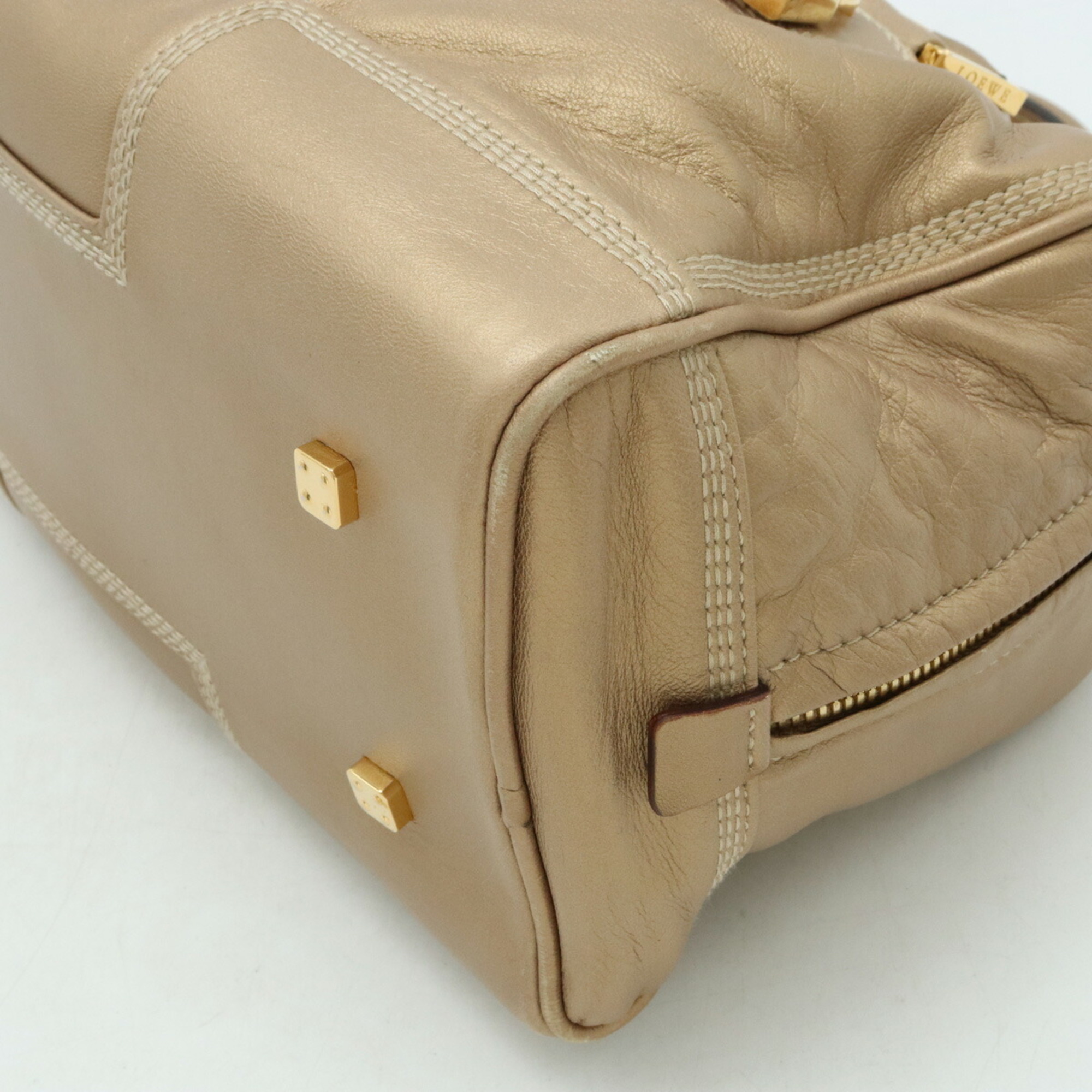 LOEWE Amazona 28 Anagram Handbag Boston Bag Leather Gold