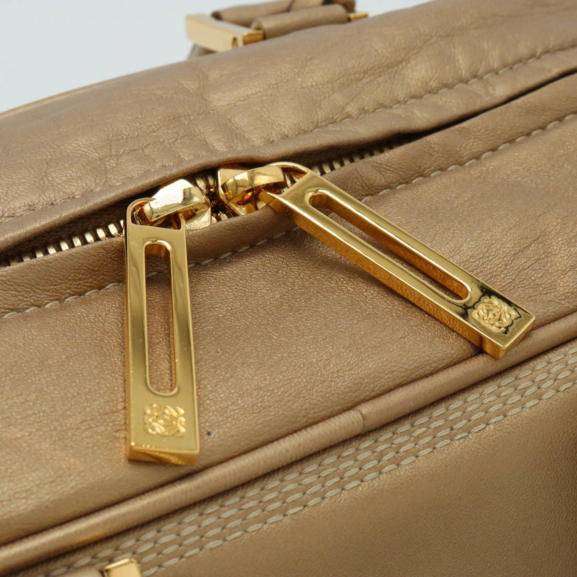 LOEWE Amazona 28 Anagram Handbag Boston Bag Leather Gold