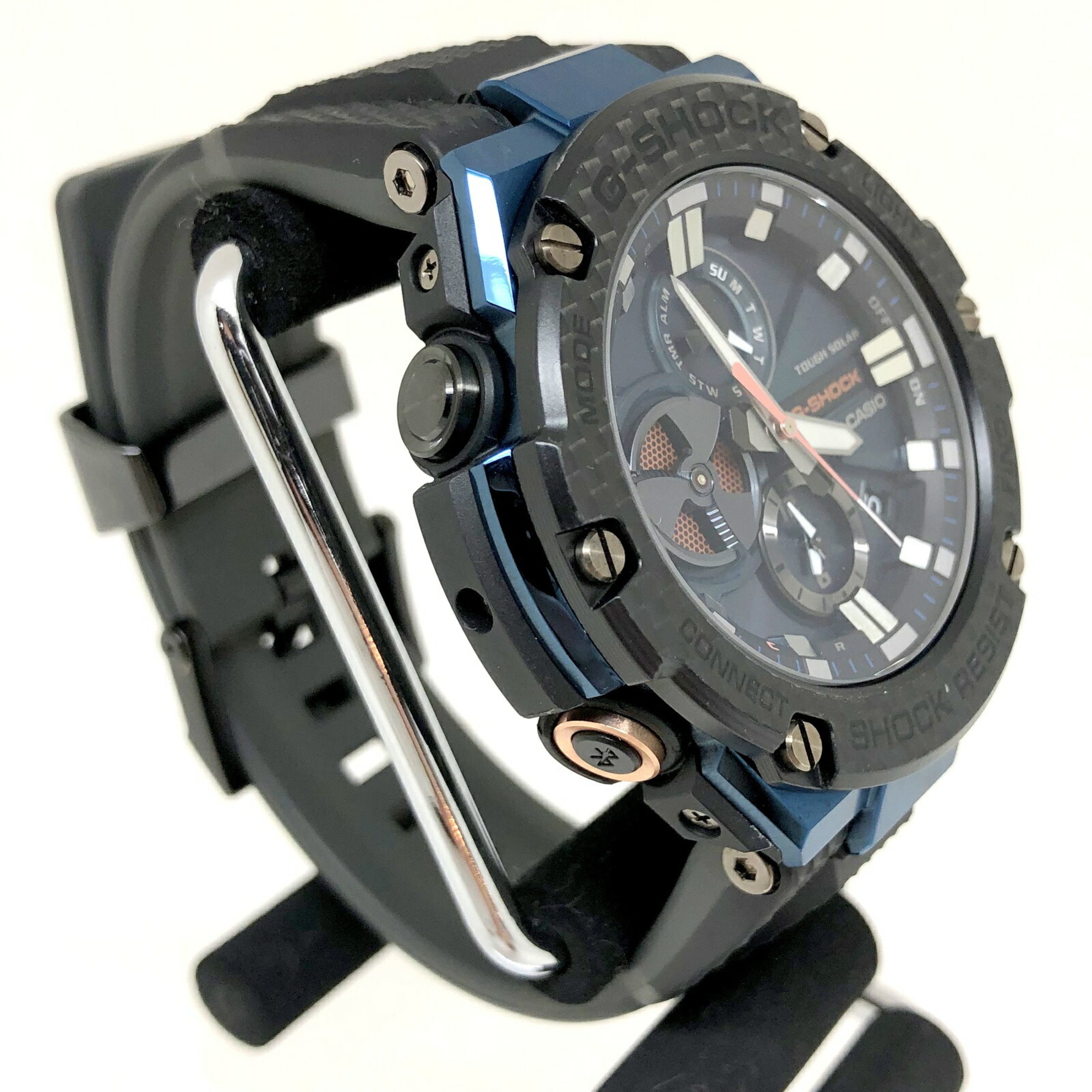 CASIO Casio G-SHOCK Watch GST-B100XB-2A G-STEEL G Steel Bluetooth Equipped with Toughness Carbon Smartphone Link Tough Solar Black Blue Analog Men's IT9DO8GWZML9