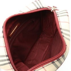 BURBERRY Nova Check Plaid Shoulder Bag Pochette Canvas Leather Beige Bordeaux