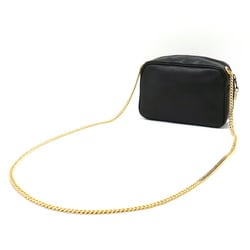 CELINE Triomphe Camera Bag Chain Shoulder Pochette Leather Black