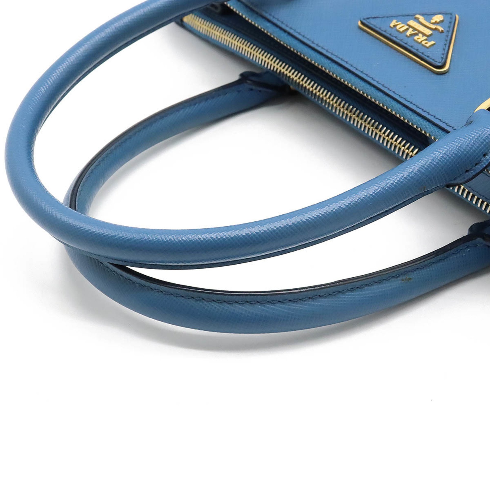 PRADA Prada Galleria Tote Bag Shoulder Leather Bicolor Blue Navy B1786S