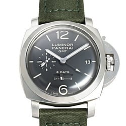Panerai Luminor 1950 8 Days GMT PAM00233 Silver Black Dial Watch Men's