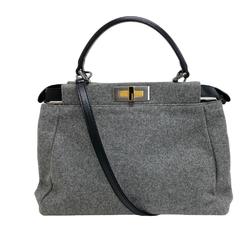 FENDI 8BN226 Peekaboo Regular 2way Shoulder Bag Handbag Gray Ladies Z0005398