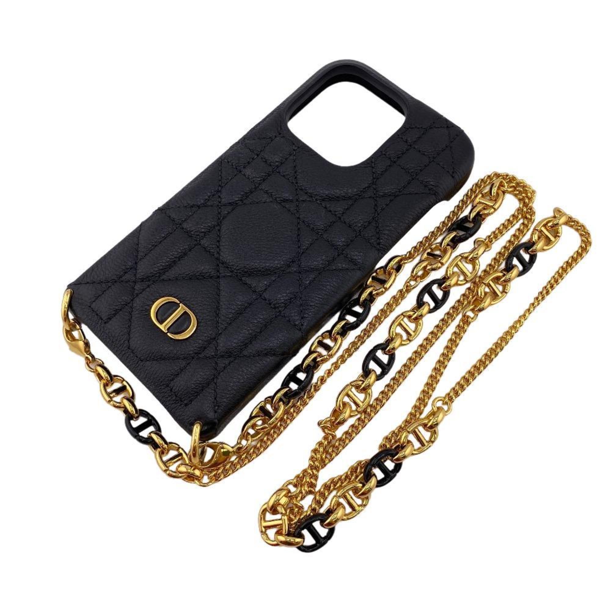 Christian Dior Dior Cannage iPhone Case 12 Pro Mobile/Smartphone Black Women's Z0005169