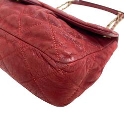 CHANEL Single Flap Double Chain Bag Matelasse Coco Mark Shoulder Red Women's Z0005102