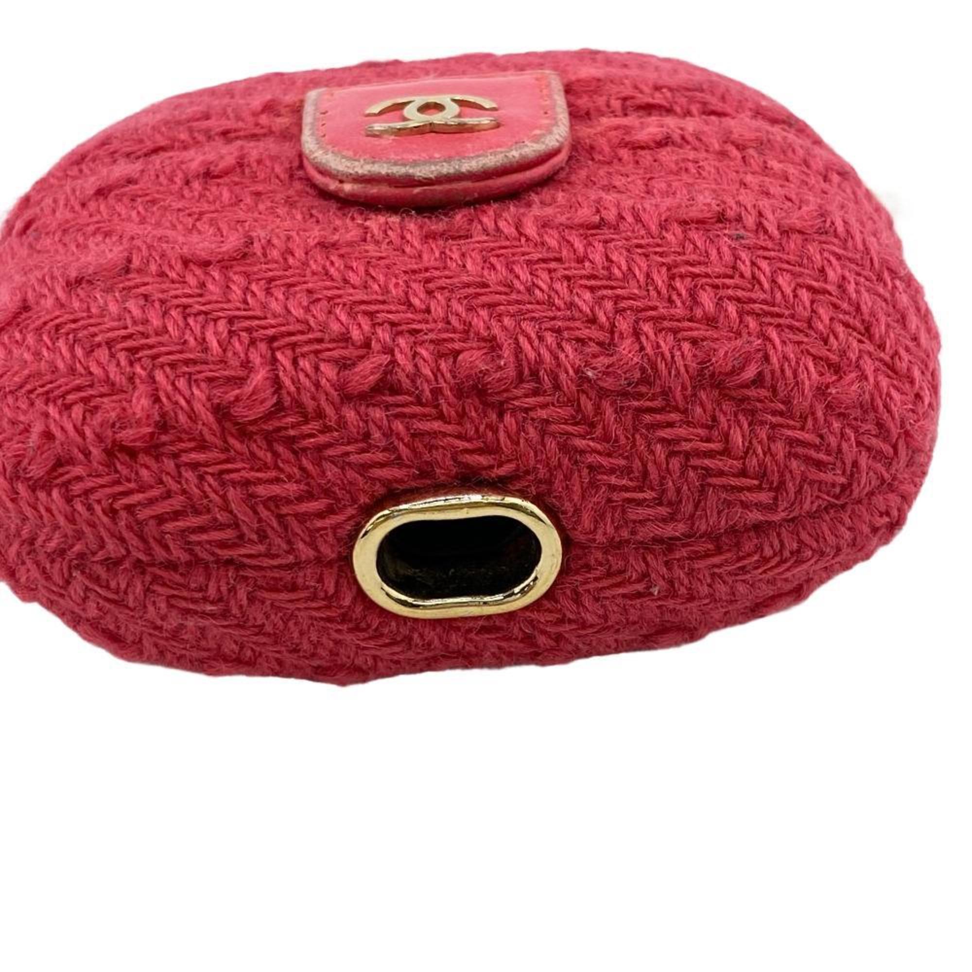 CHANEL Tweed Earphone Case AirPods pro here mark accessory pink ladies Z0005178