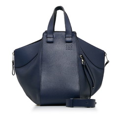 LOEWE Anagram Hammock Small Handbag Shoulder Bag Blue Leather Ladies