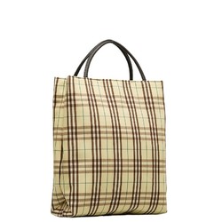 Burberry Check Tote Bag Yellow Brown Canvas Leather Women's BURBERRY