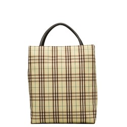 Burberry Check Tote Bag Yellow Brown Canvas Leather Women's BURBERRY