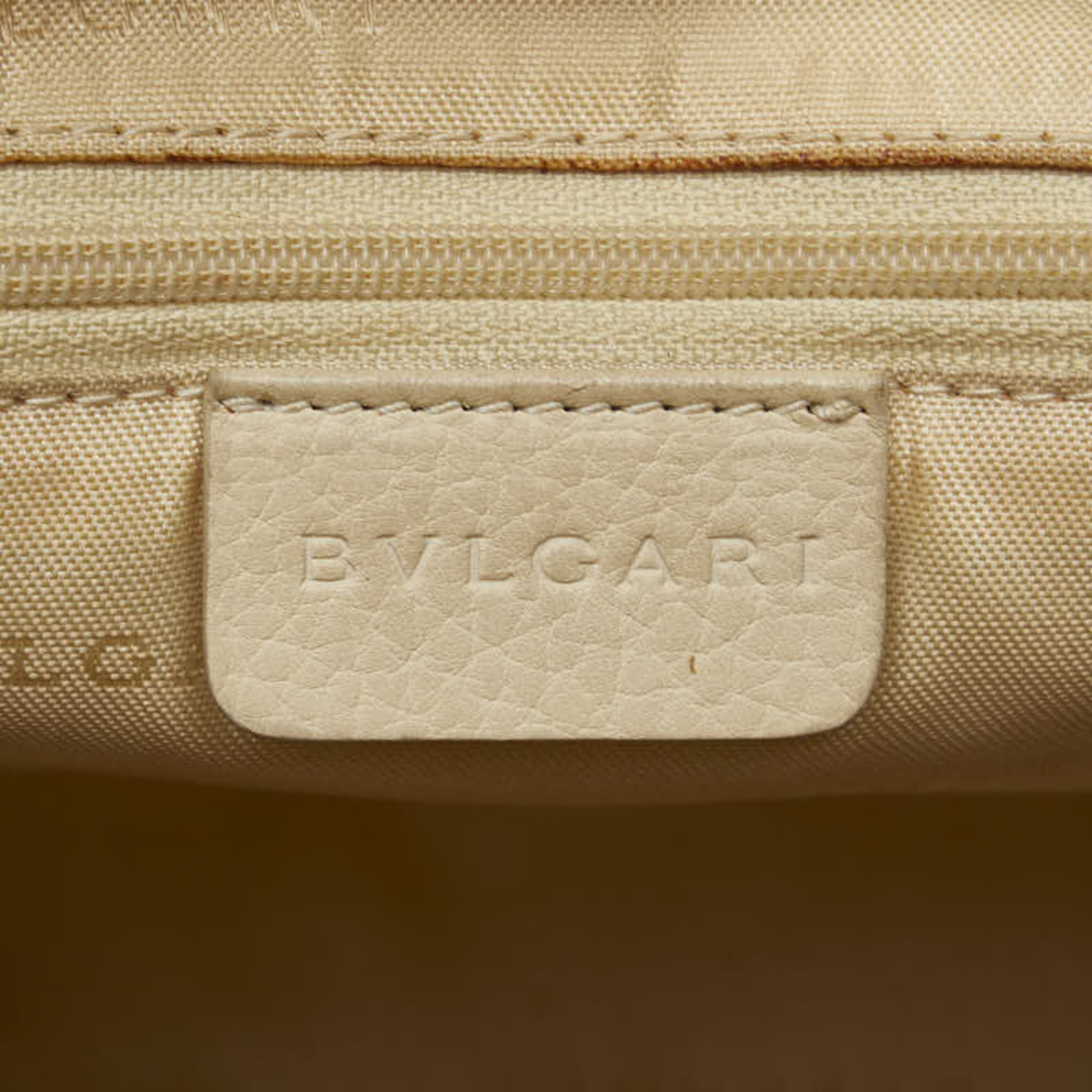 BVLGARI Handbag Black White Canvas Leather Ladies