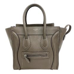 CELINE Luggage Micro Shopper Handbag Beige Ladies Z0005075