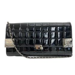 CHANEL Chocolate Bar Chain Shoulder Handbag Black Women's Z0005068