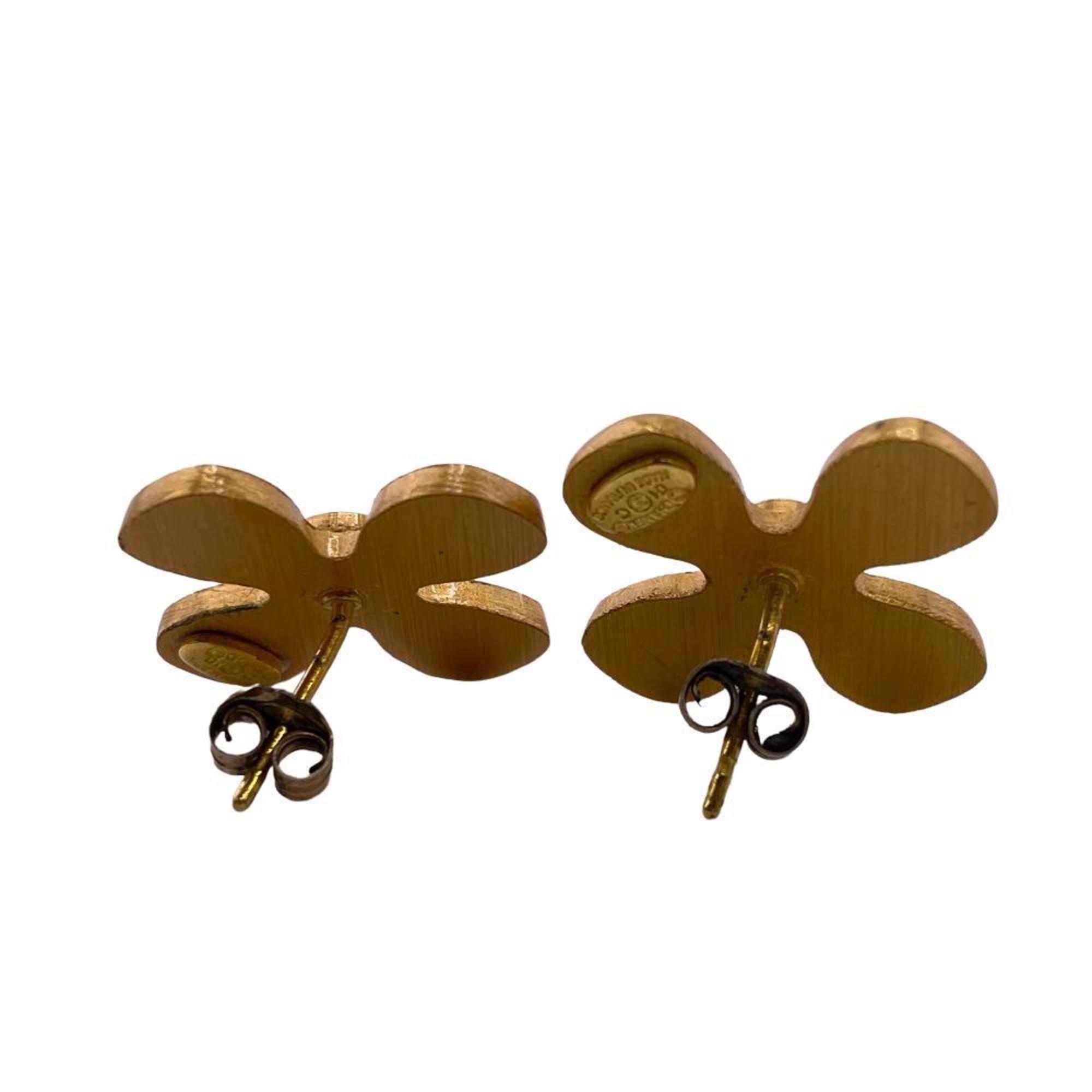 CHANEL 01C Clover Earrings Gold Women's Z0005070