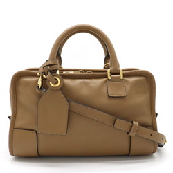 LOEWE Amazona 23 Anagram Handbag Boston Shoulder Bag Leather Brown Beige 352.30.N71