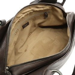 Cartier Marcello de Handbag Tote Bag Shoulder Leather Dark Brown