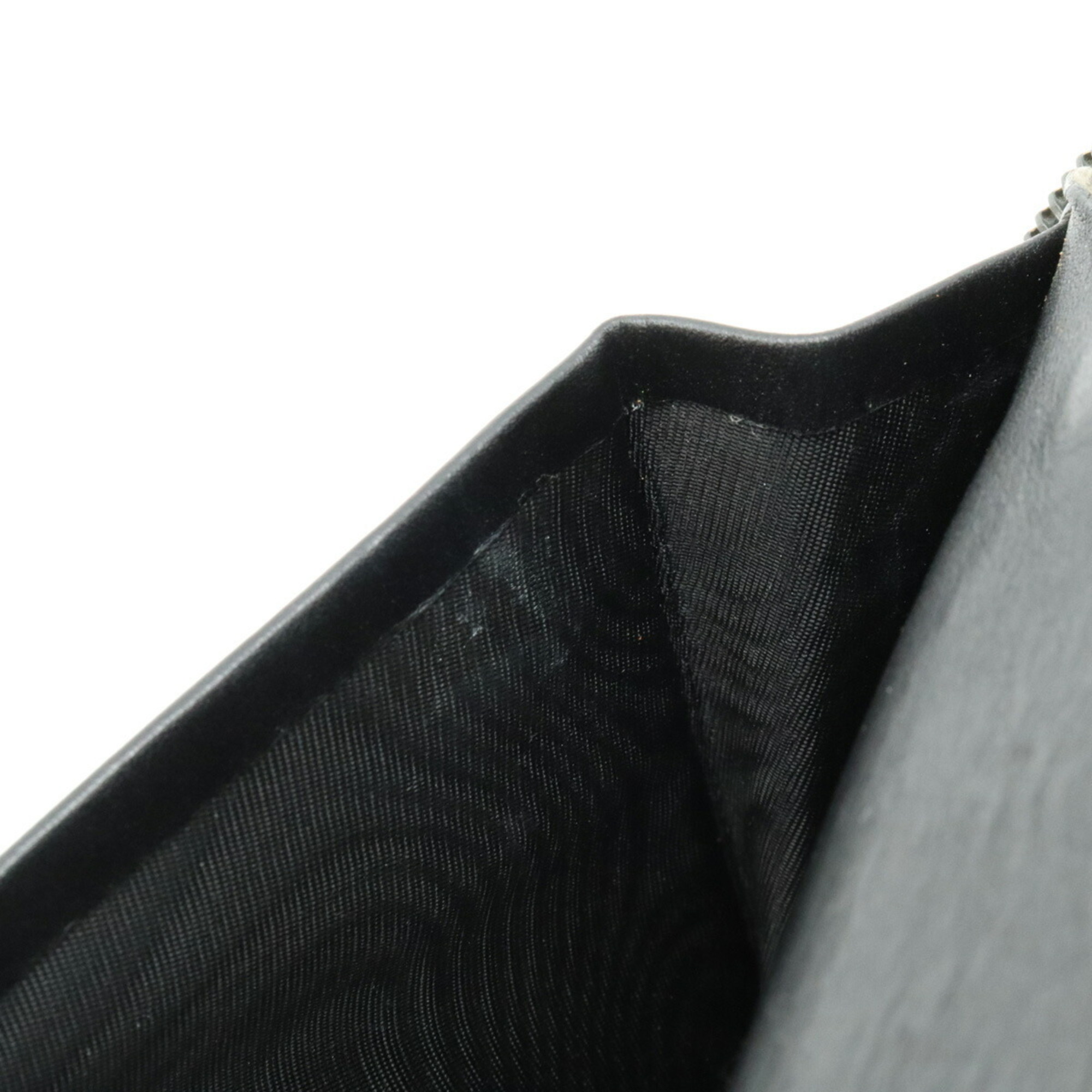 BOTTEGA VENETA Intrecciato Round Long Wallet Travel Case Calf Leather Black 169730