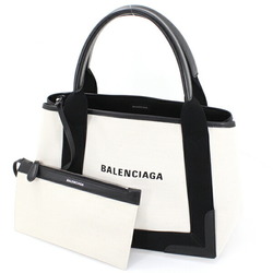 Balenciaga Navy Hippo S Handbag Tote Bag Natural Ivory Canvas Black Leather Women's 339933 BALENCIAGA TK2229