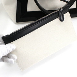Balenciaga Navy Cabas S Handbag Tote Bag Natural Ivory Canvas Black Leather Women's 339933 BALENCIAGA TK2229