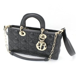Christian Dior Lady D-Joy Handbag Cannage Black Lambskin Leather Ladies M0540ONGE_M900 KM2763