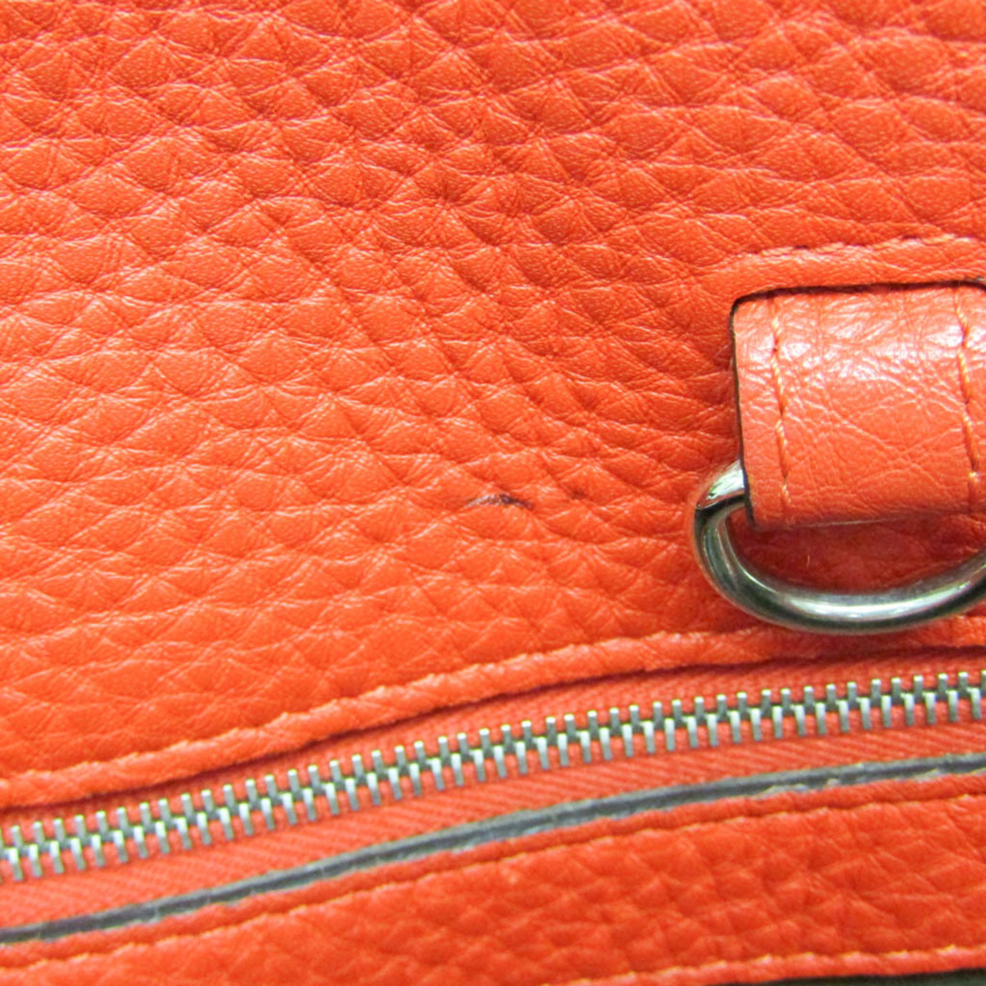 Fendi Anna Small 8BT218 Women's Leather Handbag,Shoulder Bag Orange Red