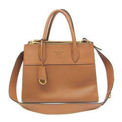 Prada Paradigm 1BA103 Women's Leather Handbag,Shoulder Bag Brown