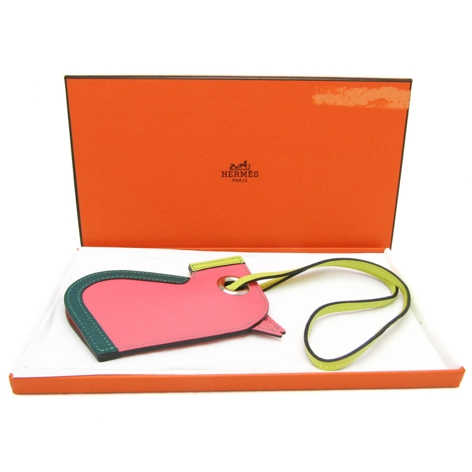 Hermes Epsom Leather Handbag Charm Multi-color,Pink Camaille horse key ring