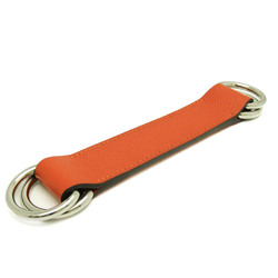 Hermes Leather Metal Scarf Ring Orange,Silver romance scarf belt