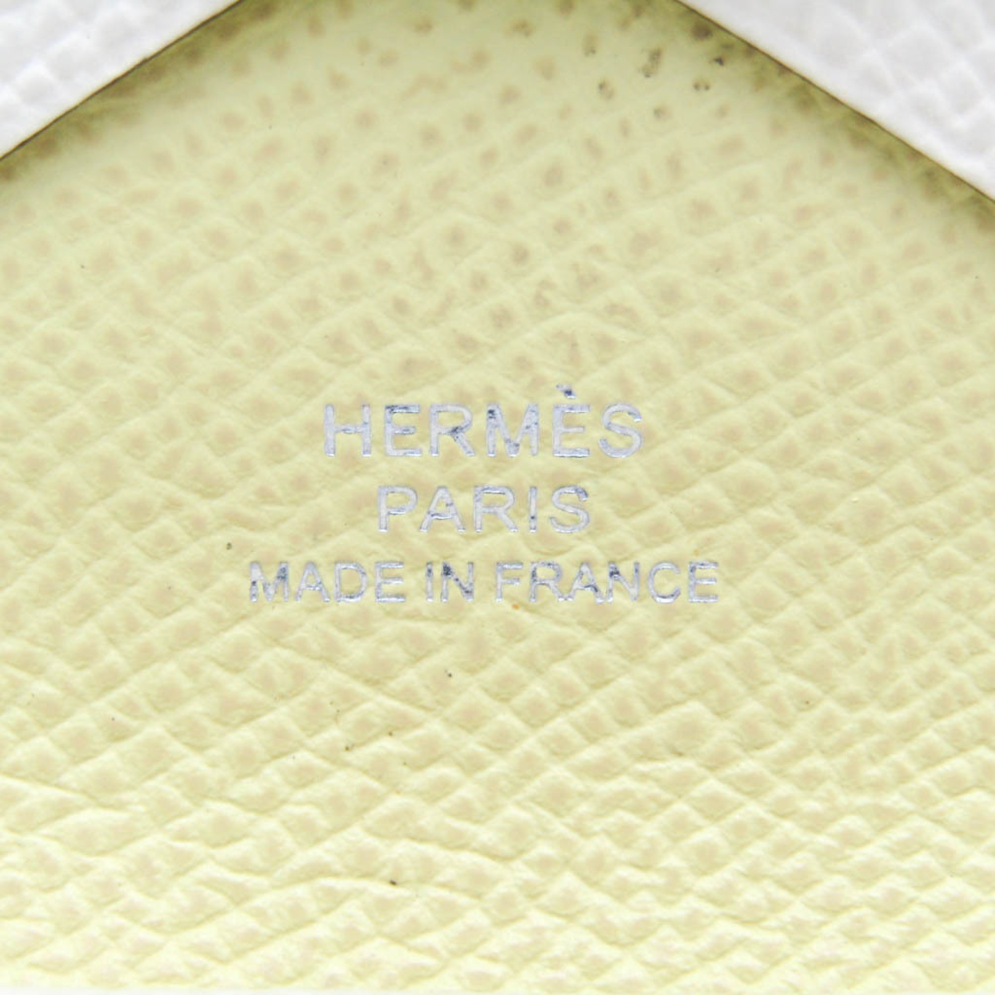 Hermes Calvi Duo Chevre 083036CK Leather Card Case White,Yellow
