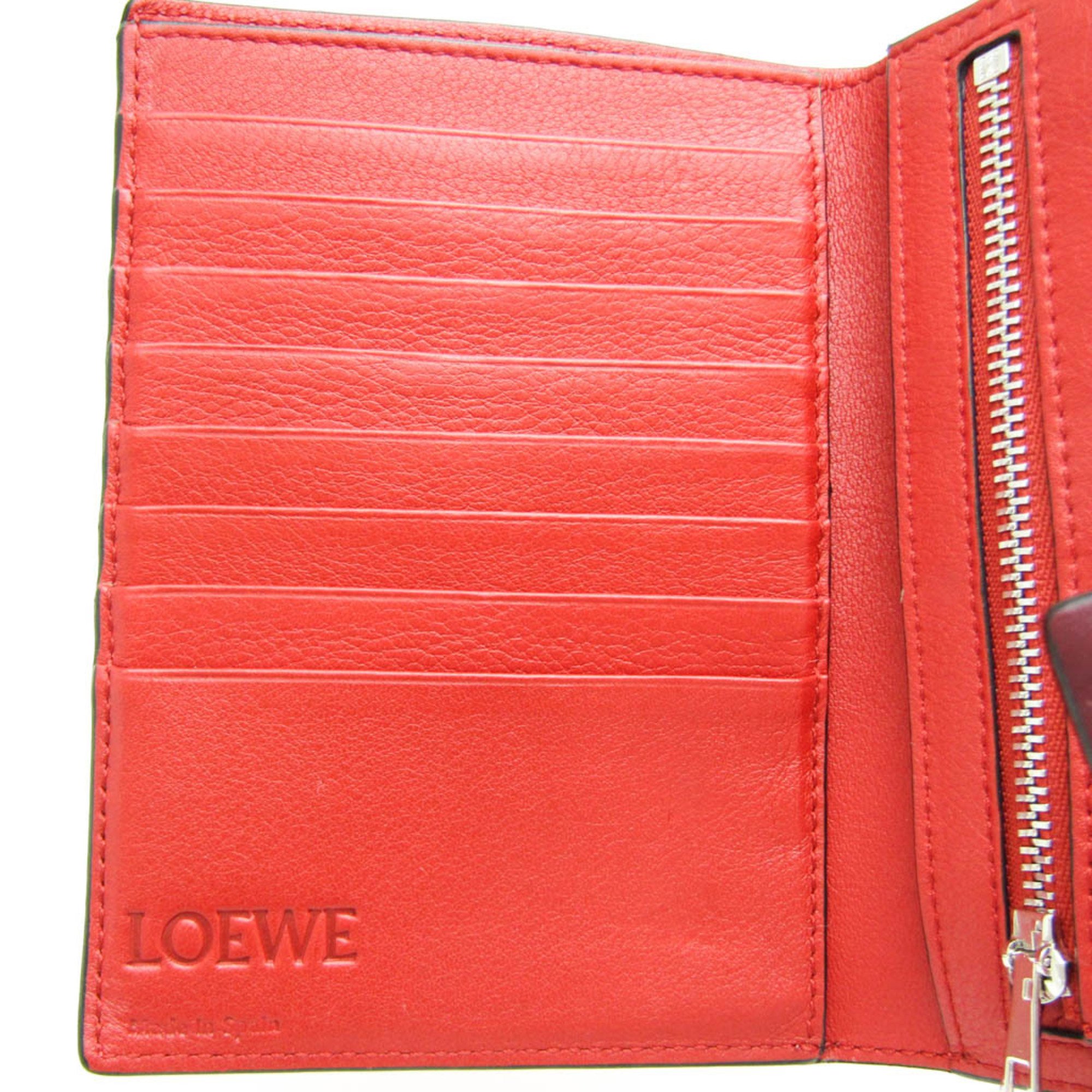 Loewe Vertical Wallet Medium Women's Leather Middle Wallet (bi-fold) Bordeaux,Pink,Red Color