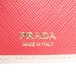 Prada Saffiano 1MV025 Women's Leather Long Wallet (bi-fold) Pink Beige,Red Color