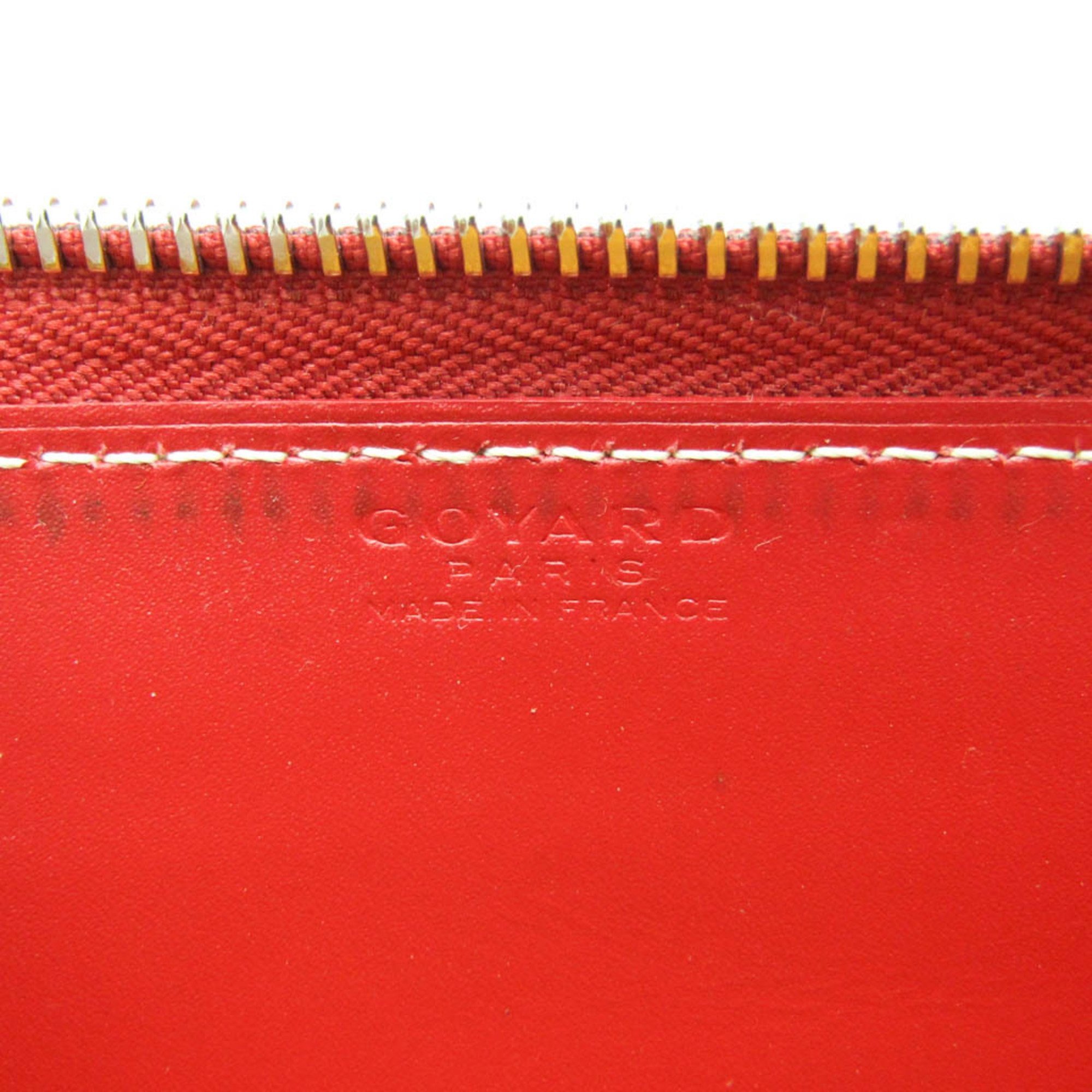 Goyard MATIGNON APM ZIP GM Men,Women Leather,Coated Canvas Long Wallet (bi-fold) Light Brown,Red Color,White