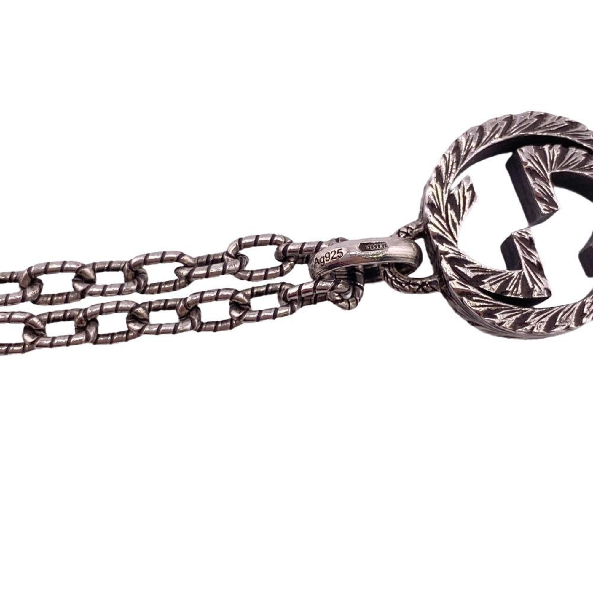 GUCCI Arabesque Interlocking G Necklace Silver Men's Z0004913