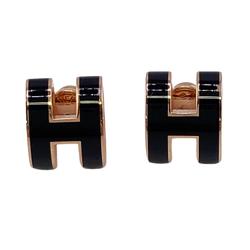 HERMES Pop Ash H Earrings Black Ladies Z0005182