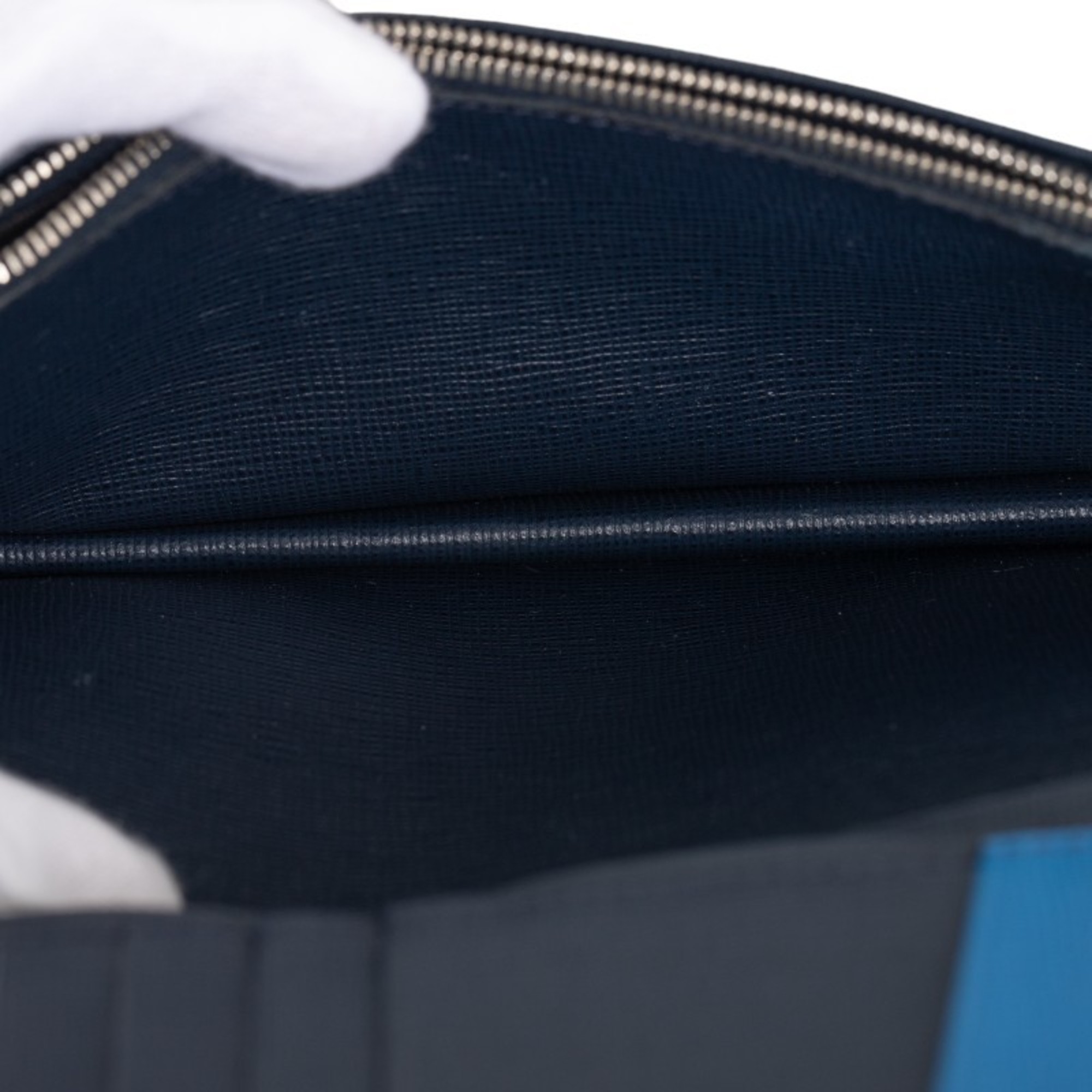 Fendi long wallet blue black leather ladies FENDI