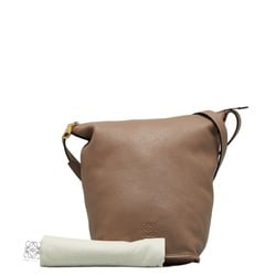 LOEWE Anagram Shoulder Bag Beige Leather Women's