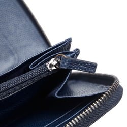 Salvatore Ferragamo Gancini Bifold Wallet Long Navy Leather Women's